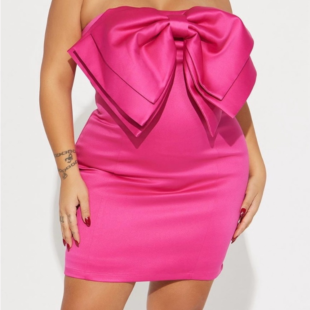 Fashion Nova Pink Strapless Bodycon Cocktail Dress